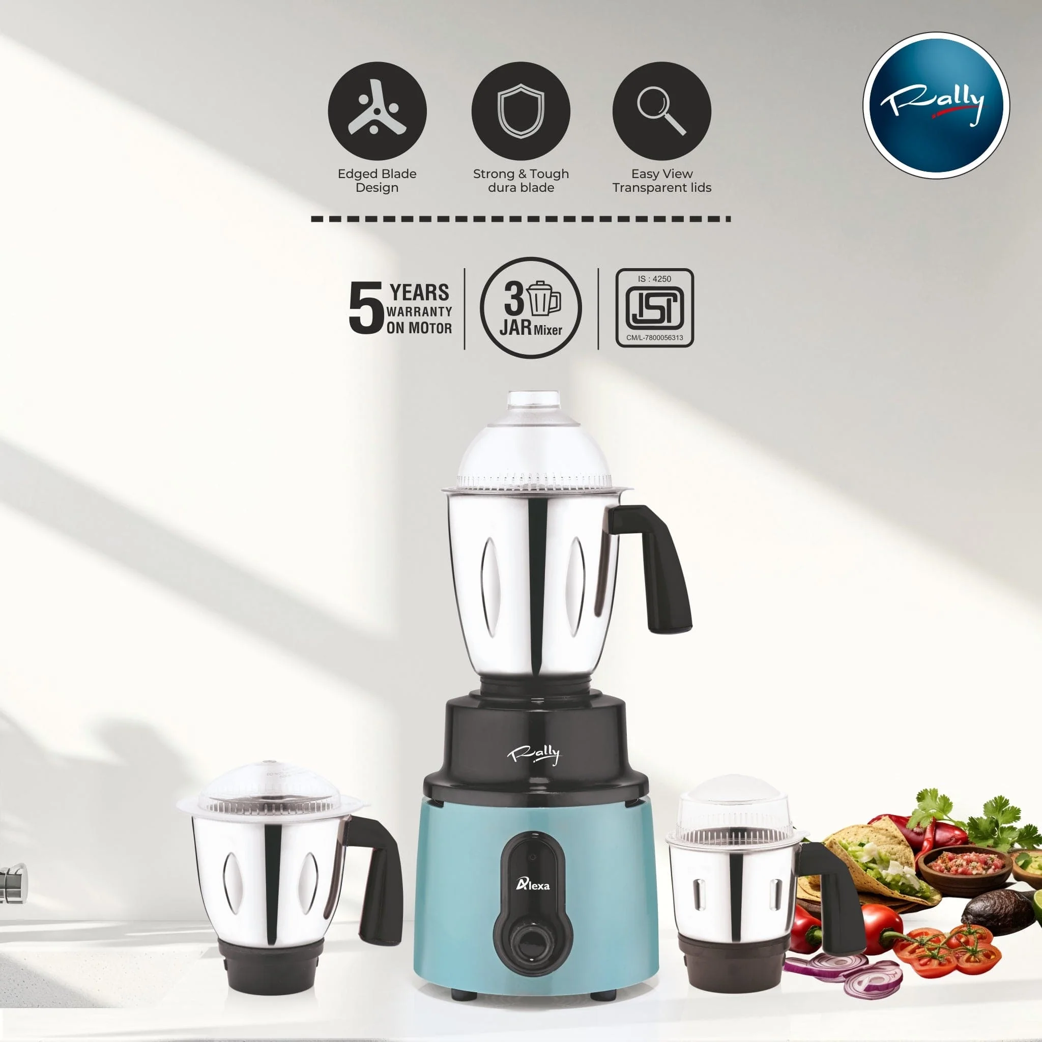 Rally Alexa Mixer Grinder with 3 Stainless Steel Jars - Image 5