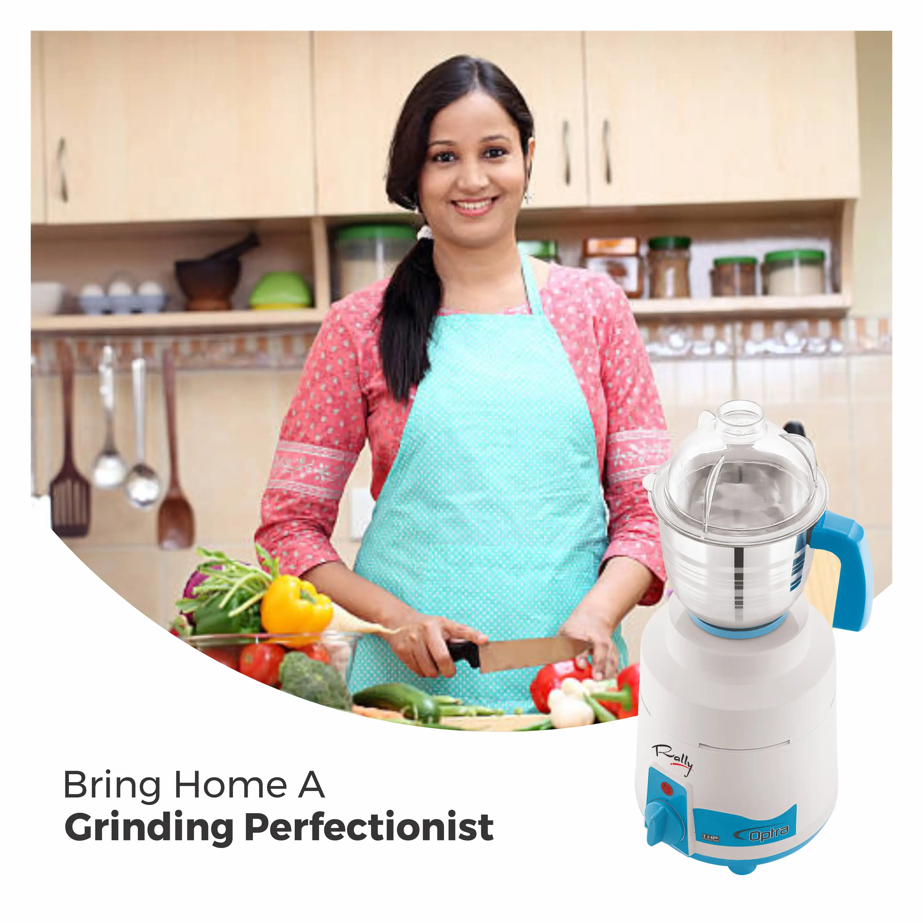 Rally Optra 1HP Mixer Grinder with 3 Stainless Steel Jars - Image 4