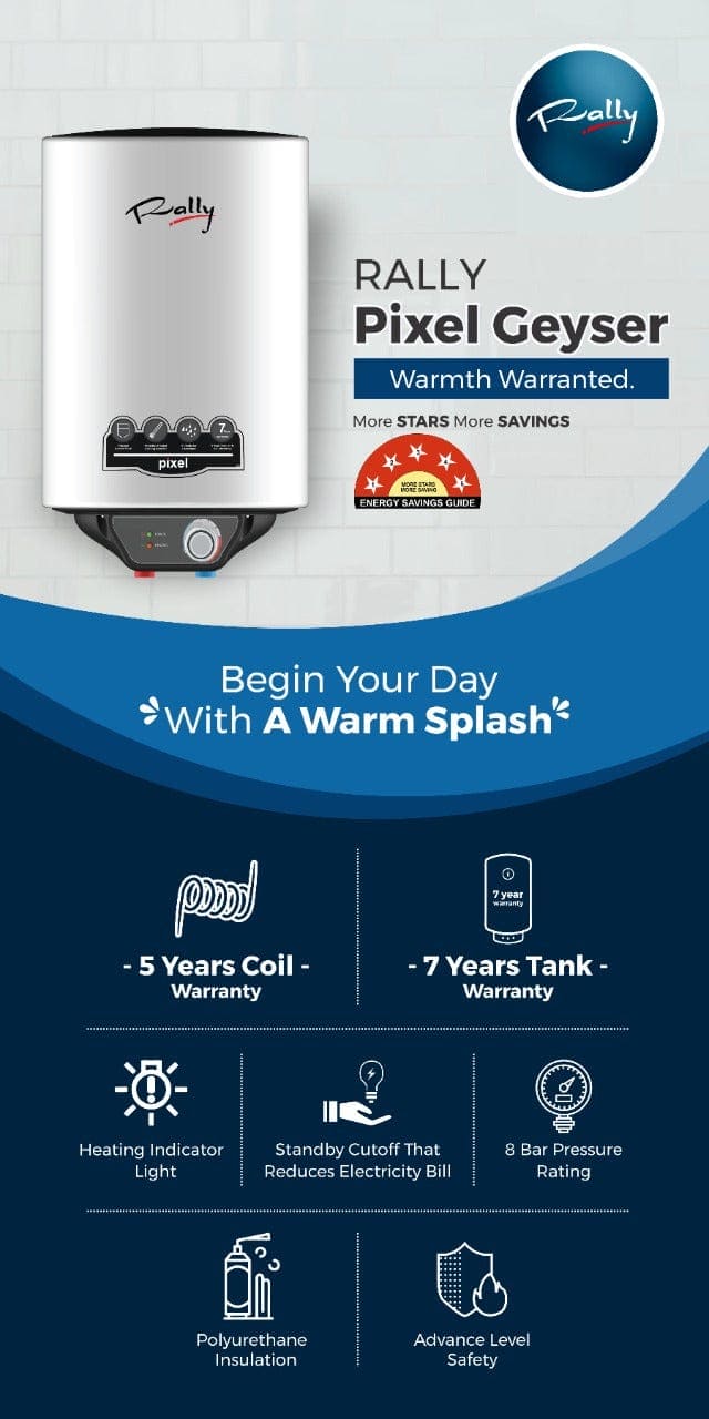 Rally Pixel Storage Geyser with 5 Year Coil Warranty + 7 Year Tank Warranty (15L & 25L) 2 Year Coil Warranty (10 L) - Image 4