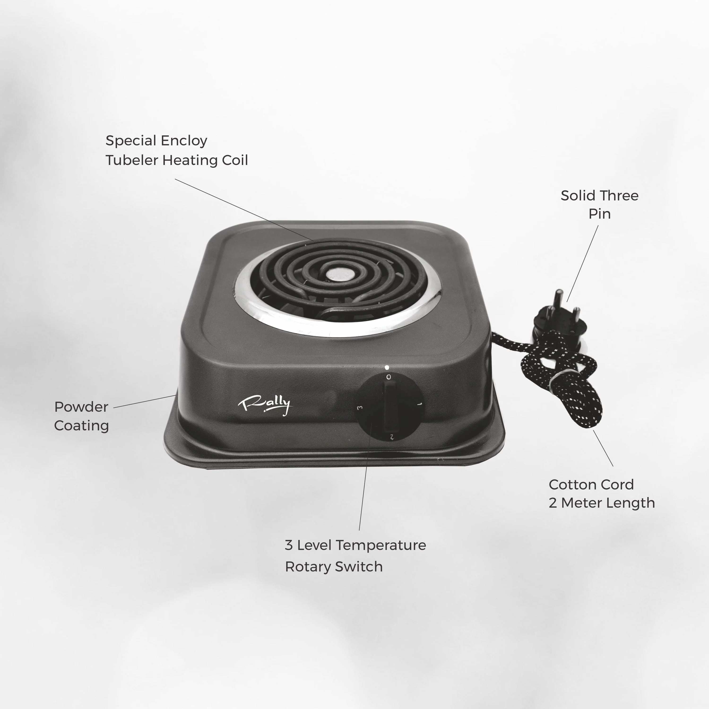 Rally 1250W Powder Coated Coil Stove - Image 4