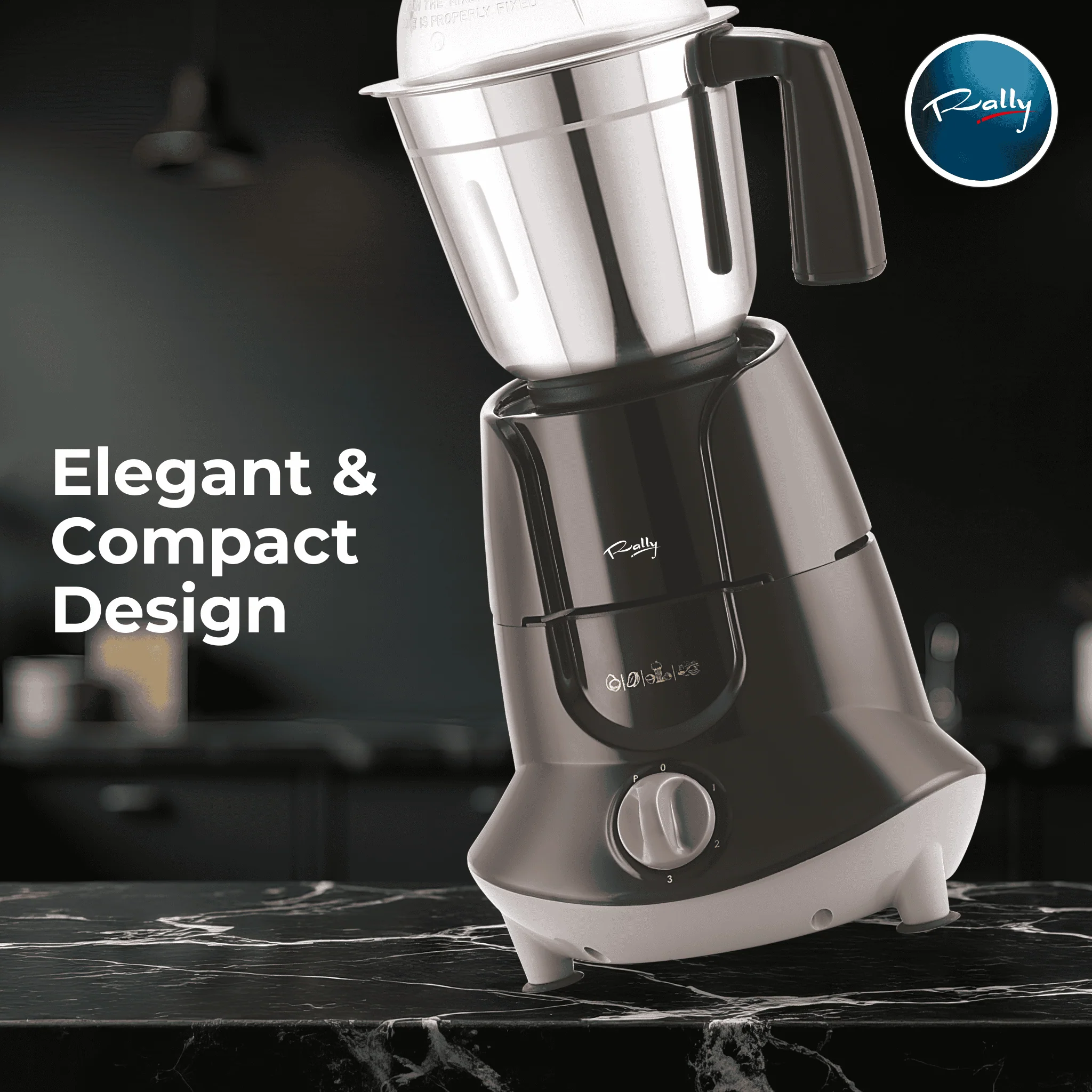 Rally Comet Mixer Grinder 750W 1 HP with 3 Stainless Steel Jars - Image 5