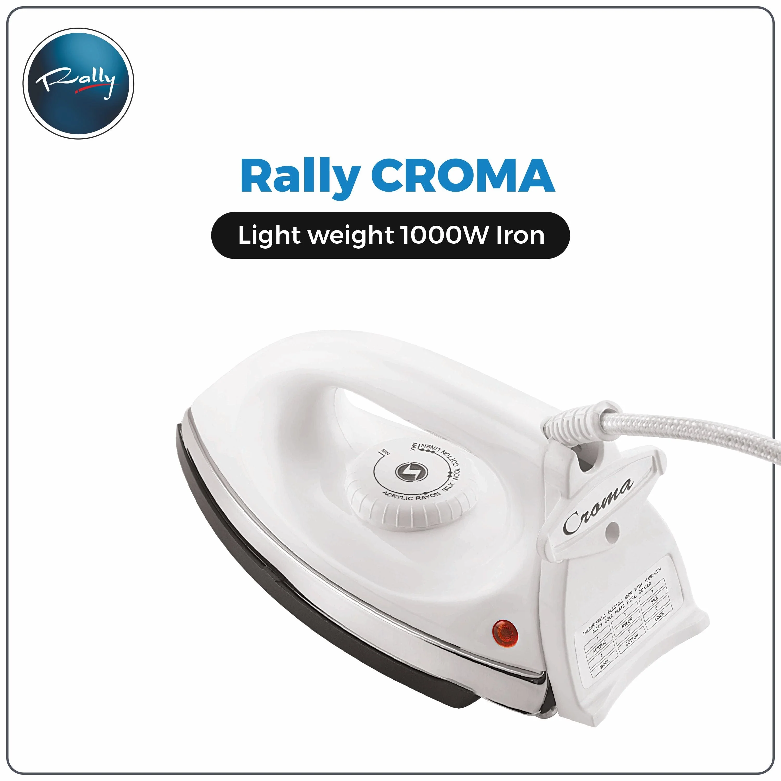 Rally Croma 1000W Dry iron - Image 5