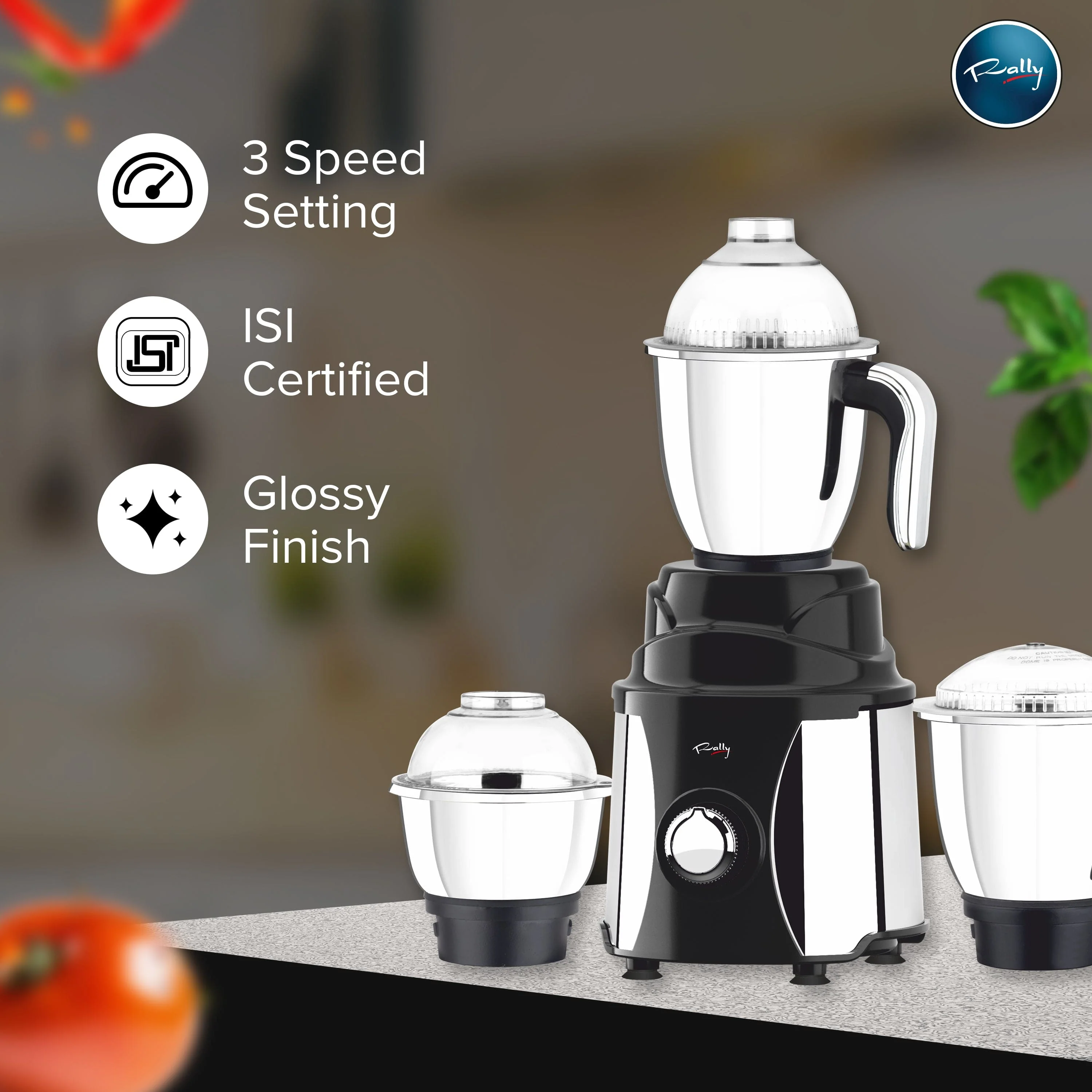 Rally MX30 Mixer Grinder 750W 1HP with 3 Stainless Steel Jars - Image 5