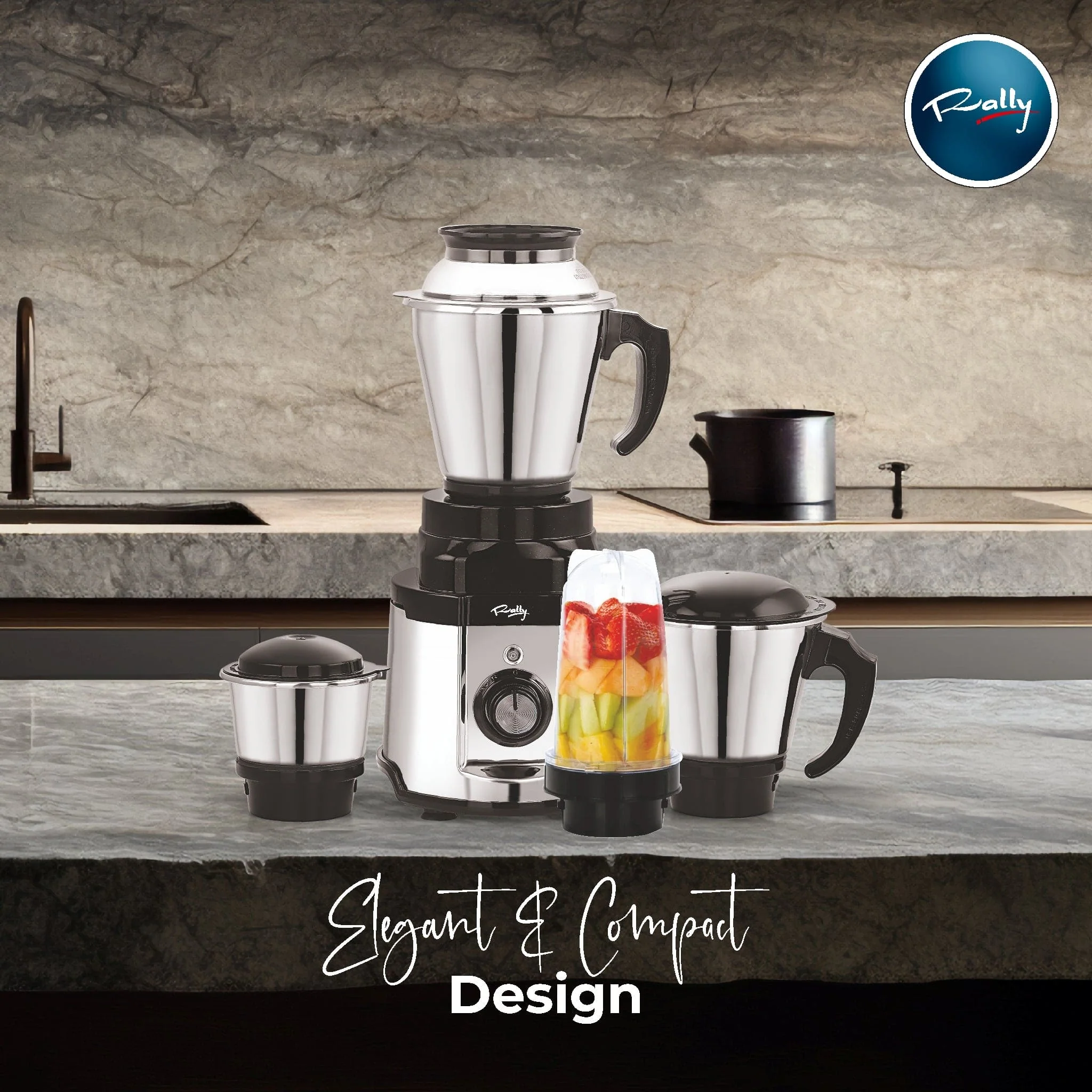 Rally Steelo Mixer Grinder 800W with 3 Stainless Steel Jars + 1 Nutri Jar (Free) - Image 5